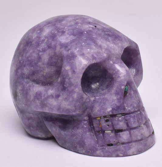 LEPIDOLITE CRYSTAL CARVED SKULL P1139