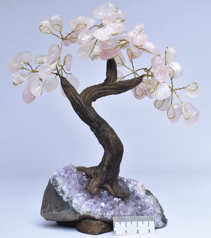 ROSE QUARTZ and AMETHYST CRYSTAL TREE P72