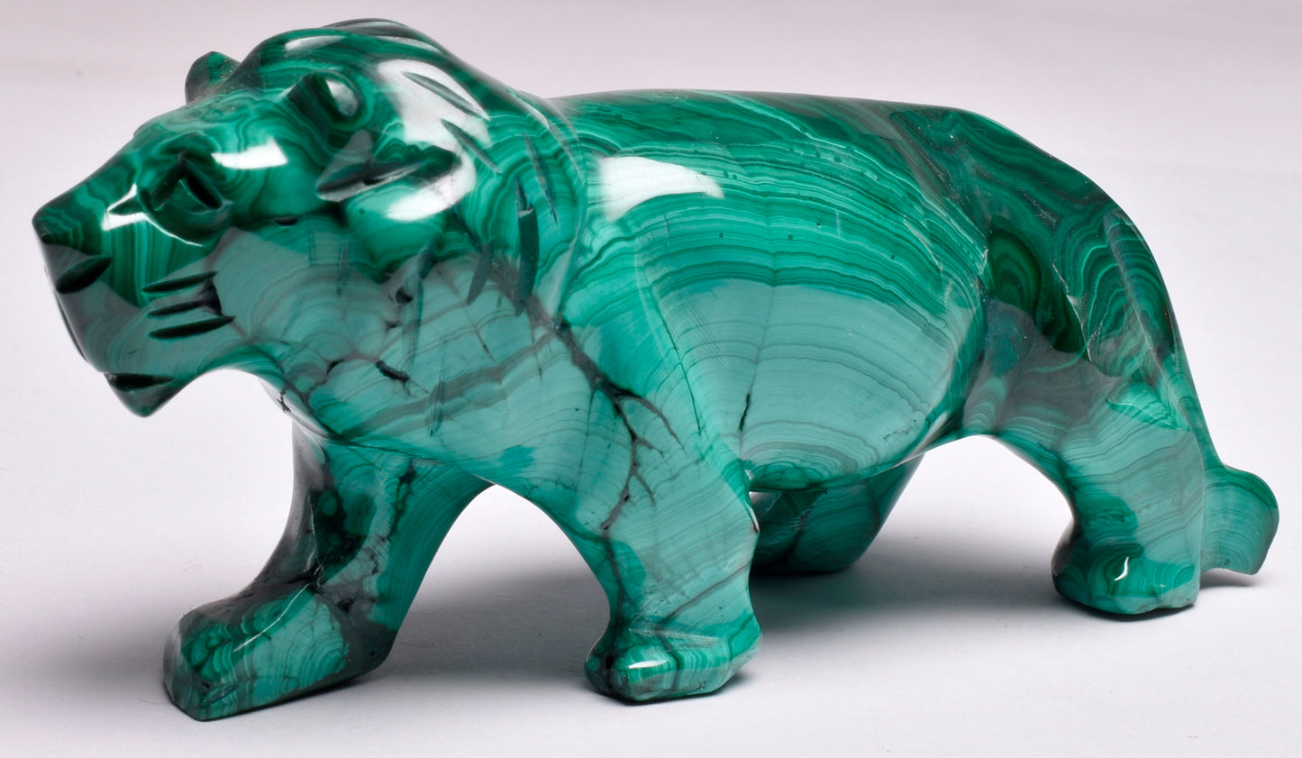 MALACHITE CRYSTAL LION CARVING