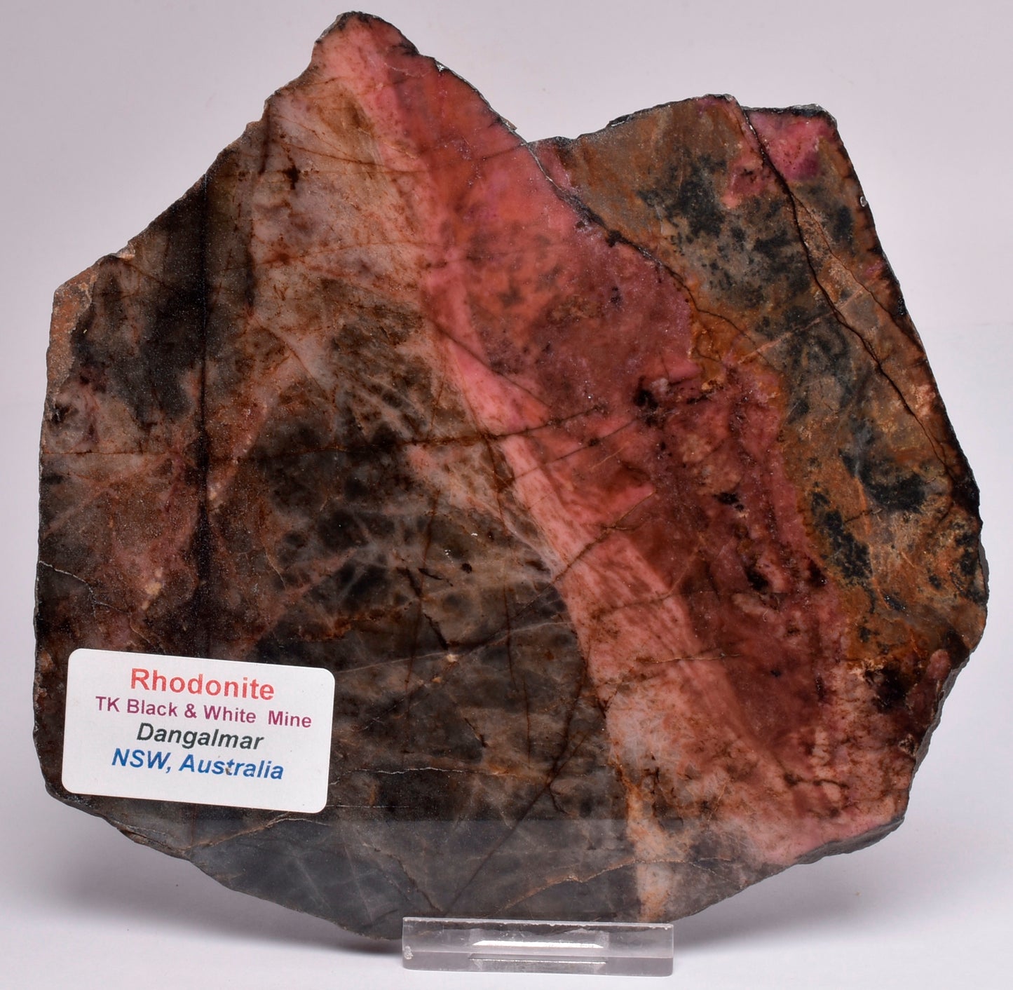 RHODONITE POLISHED SLICE, AUSTRALIA S496