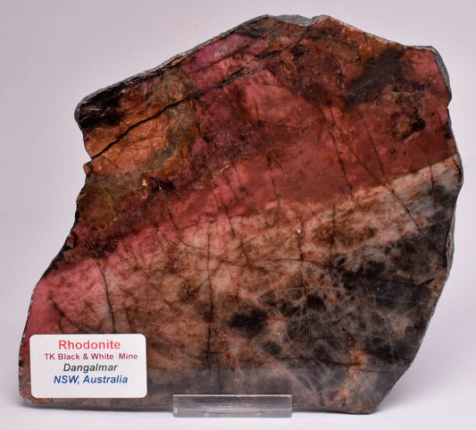 RHODONITE POLISHED SLICE, AUSTRALIA S494