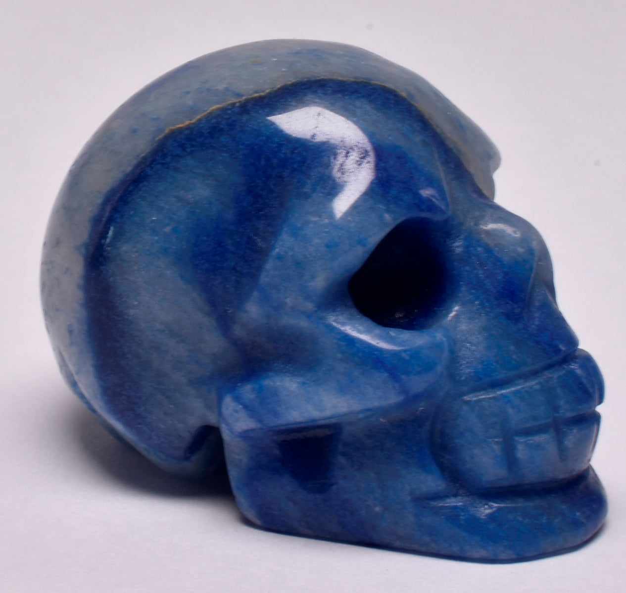 BLUE AVENTURINE CRYSTAL CARVED SKULL P460