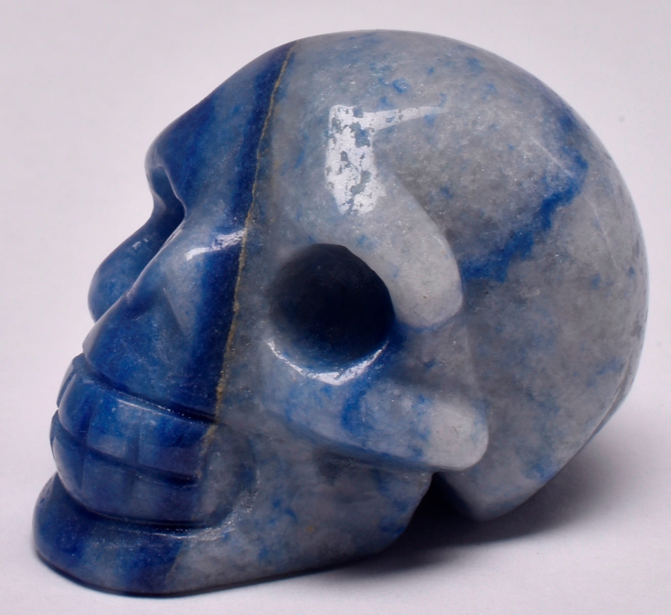 BLUE AVENTURINE CRYSTAL CARVED SKULL P460