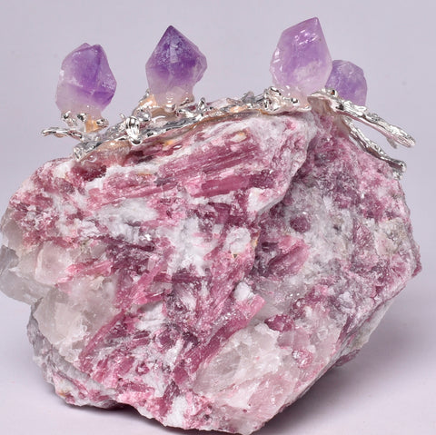 PINK TOURMALINE with AMETHYST TREE M22