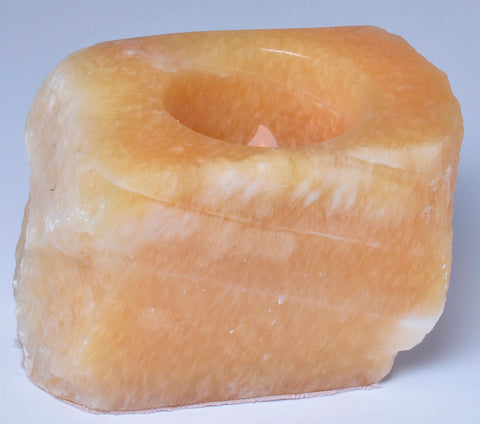 ORANGE CALCITE TEA LIGHT CANDLE HOLDER P108