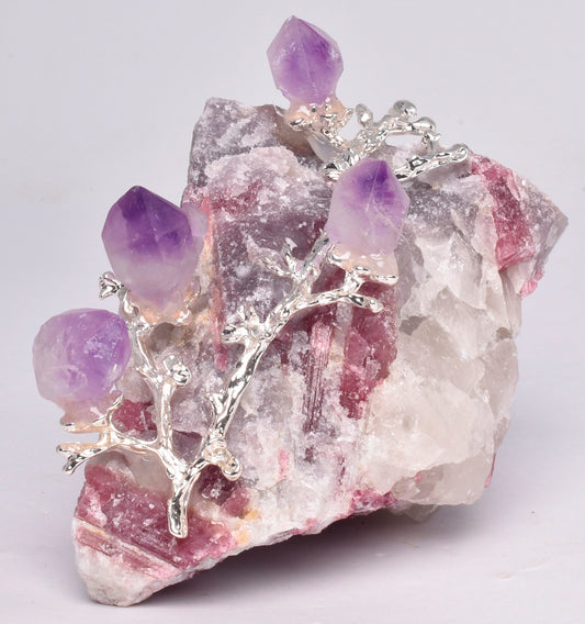 PINK TOURMALINE with AMETHYST TREE P831