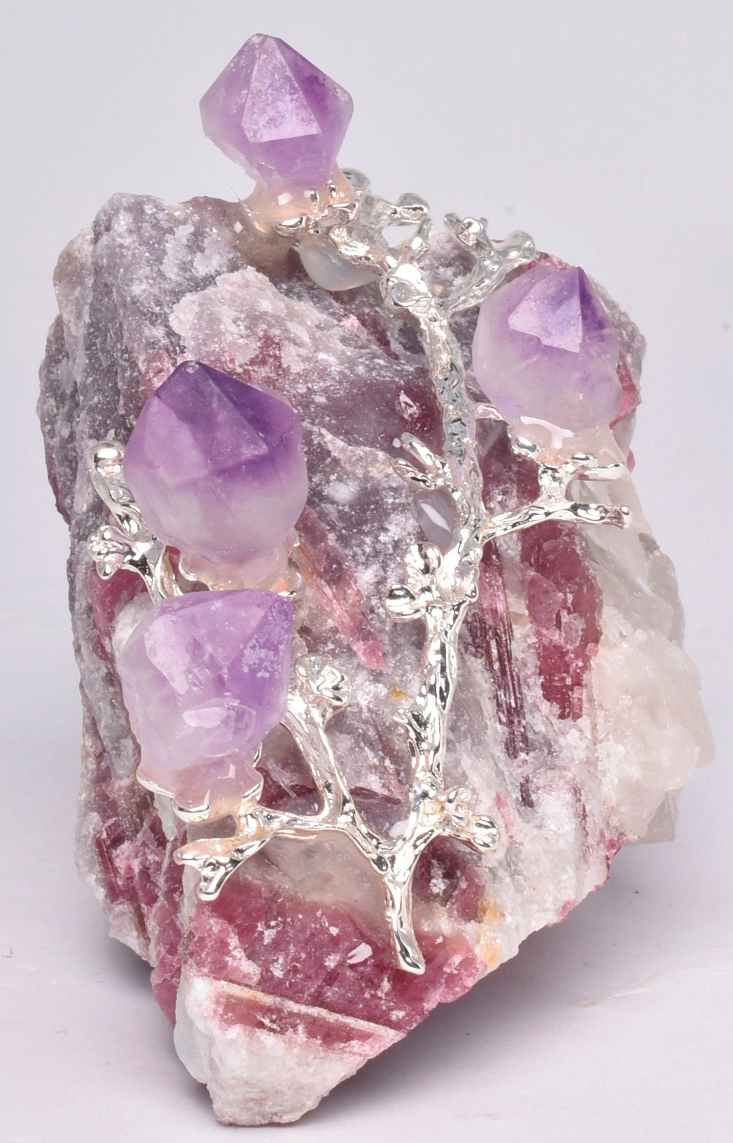 PINK TOURMALINE with AMETHYST TREE P831