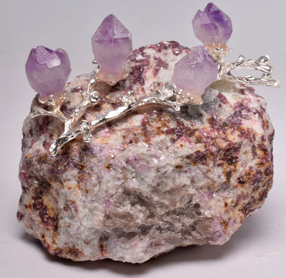 PINK TOURMALINE with AMETHYST TREE P977