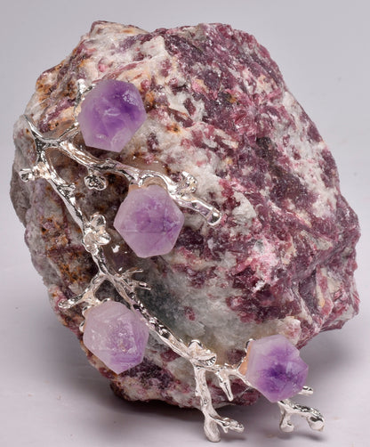 PINK TOURMALINE with AMETHYST TREE P977