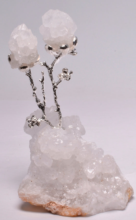 QUARTZ NATURAL CRYSTAL CLUSTER WITH SILVER TREE AND QUARTZ POINTS P980