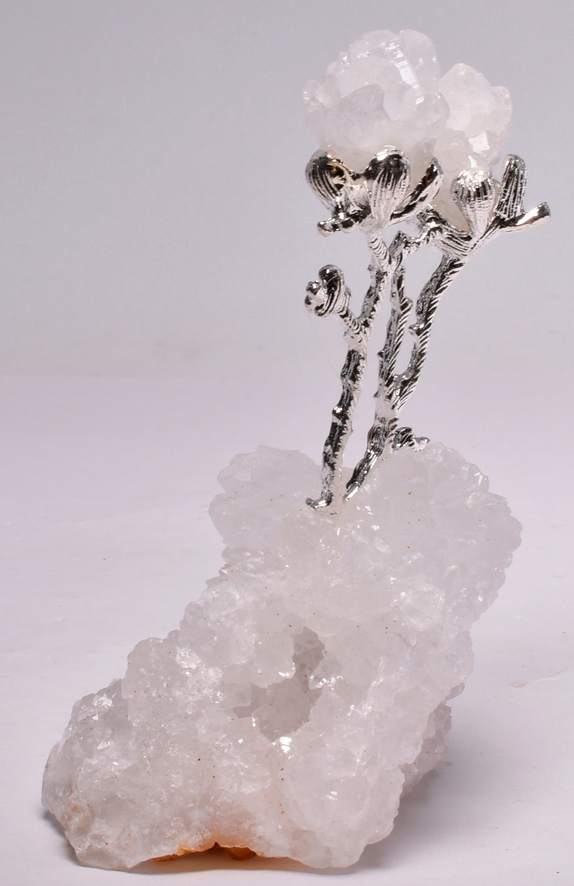 QUARTZ NATURAL CRYSTAL CLUSTER WITH SILVER TREE AND QUARTZ POINTS P980