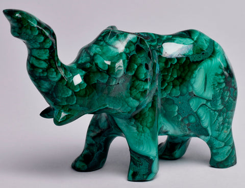 MALACHITE CRYSTAL ELEPHANT CARVING P615