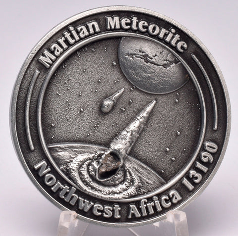 MARTIAN METEORITE in COLLECTORS COIN, NORTH WEST AFRICA 13190 MT81