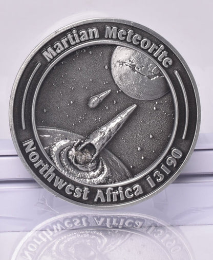 MARTIAN METEORITE in COLLECTORS COIN, NORTH WEST AFRICA 13190 MT111