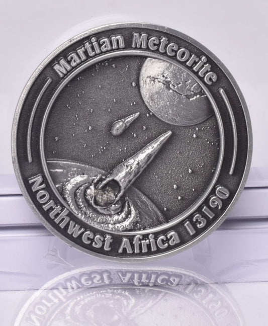 MARTIAN METEORITE in COLLECTORS COIN, NORTH WEST AFRICA 13190 MT111