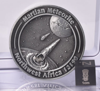 MARTIAN METEORITE in COLLECTORS COIN, NORTH WEST AFRICA 13190 MT111