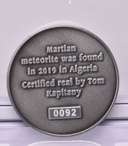 MARTIAN METEORITE in COLLECTORS COIN, NORTH WEST AFRICA 13190 MT136