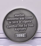 MARTIAN METEORITE in COLLECTORS COIN, NORTH WEST AFRICA 13190 MT136