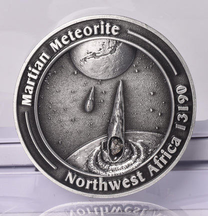 MARTIAN METEORITE in COLLECTORS COIN, NORTH WEST AFRICA 13190 MT140