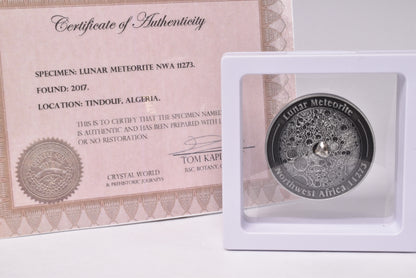 LUNAR METEORITE NWA in COLLECTORS COIN 11273 Found 2017 Algeria MT145