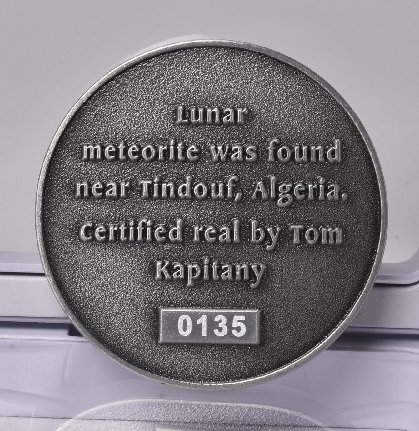 LUNAR METEORITE NWA in COLLECTORS COIN 11273 Found 2017 Algeria MT145