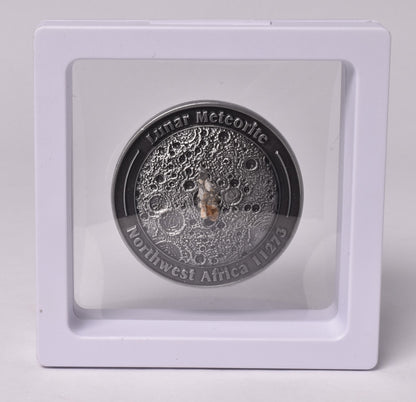 LUNAR METEORITE NWA in COLLECTORS COIN 11273 Found 2017 Algeria MT157