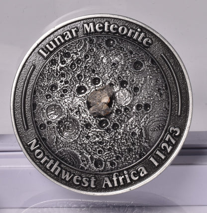 LUNAR METEORITE NWA in COLLECTORS COIN 11273 Found 2017 Algeria MT158