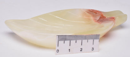 GREEN ONYX CARVED LEAF SHAPED DISH P173