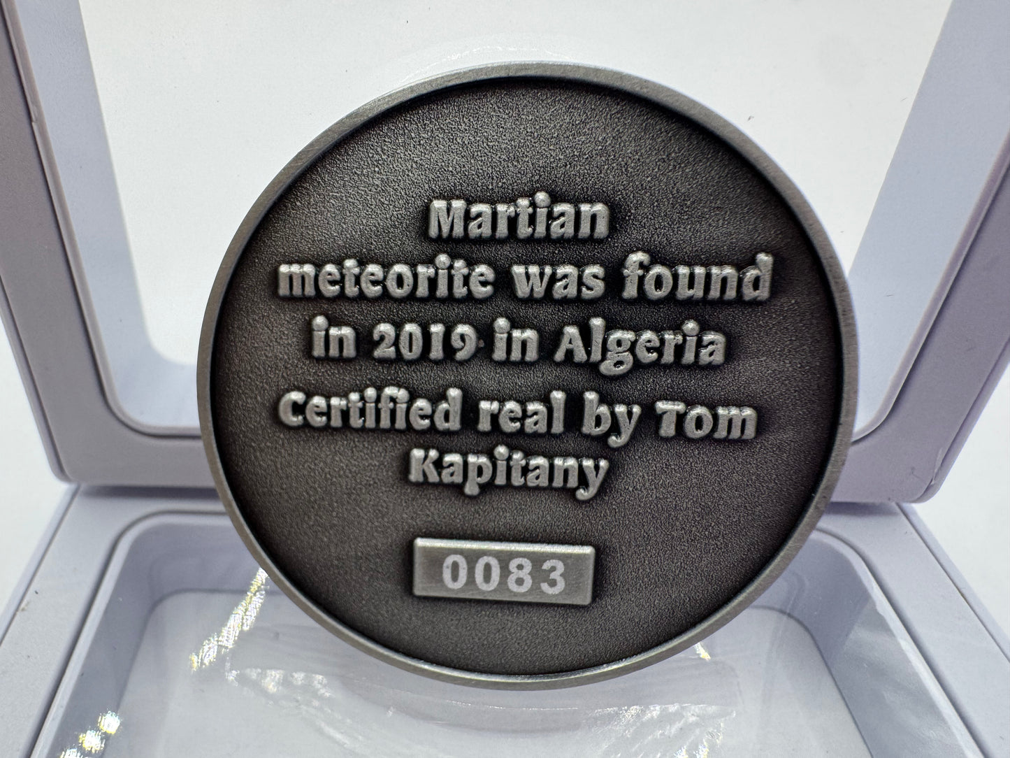 MARTIAN METEORITE in COLLECTORS COIN, NORTH WEST AFRICA 13190 MT111