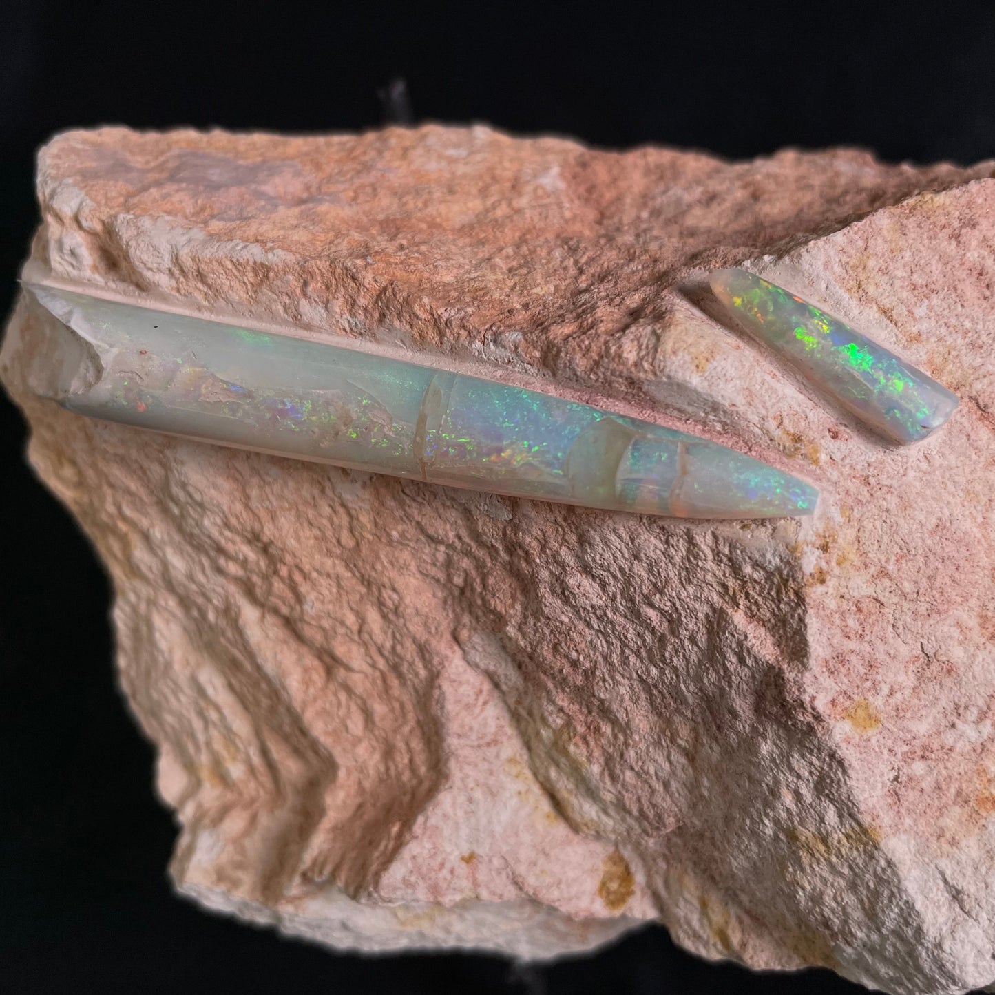 2 x OPAL BELEMNITE FOSSILS in matrix GOB009