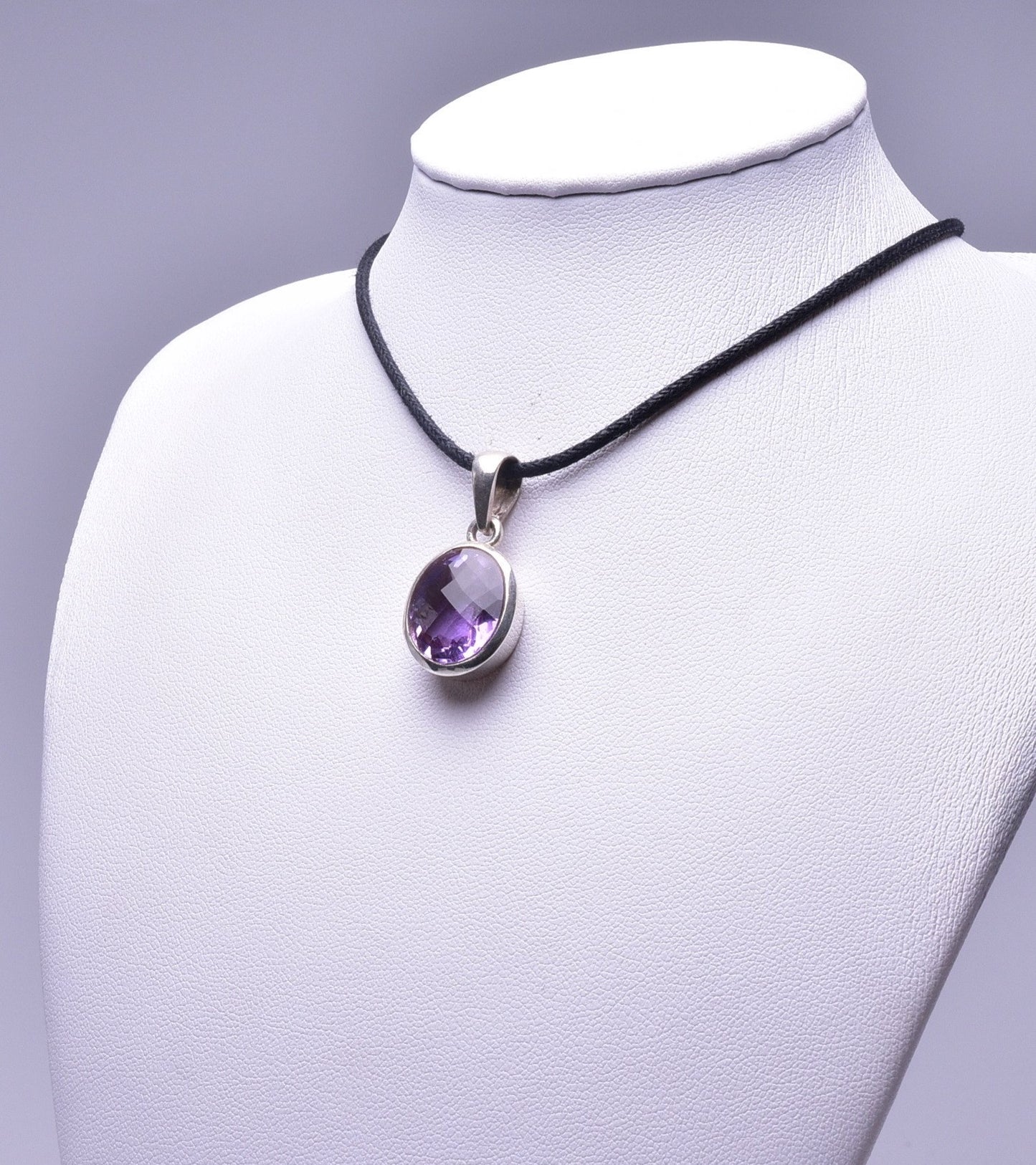 Amethyst Faceted Crystal Pendant J31