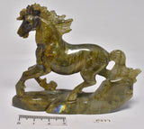 LABRADORITE CRYSTAL HORSE CARVING  P377