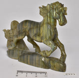 LABRADORITE CRYSTAL HORSE CARVING  P377