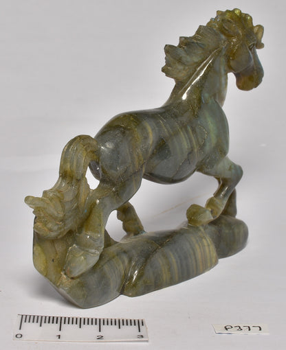 LABRADORITE CRYSTAL HORSE CARVING  P377