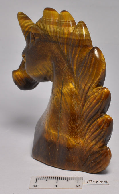 TIGER EYE CRYSTAL UNICORN CARVING 7.5 cm P953