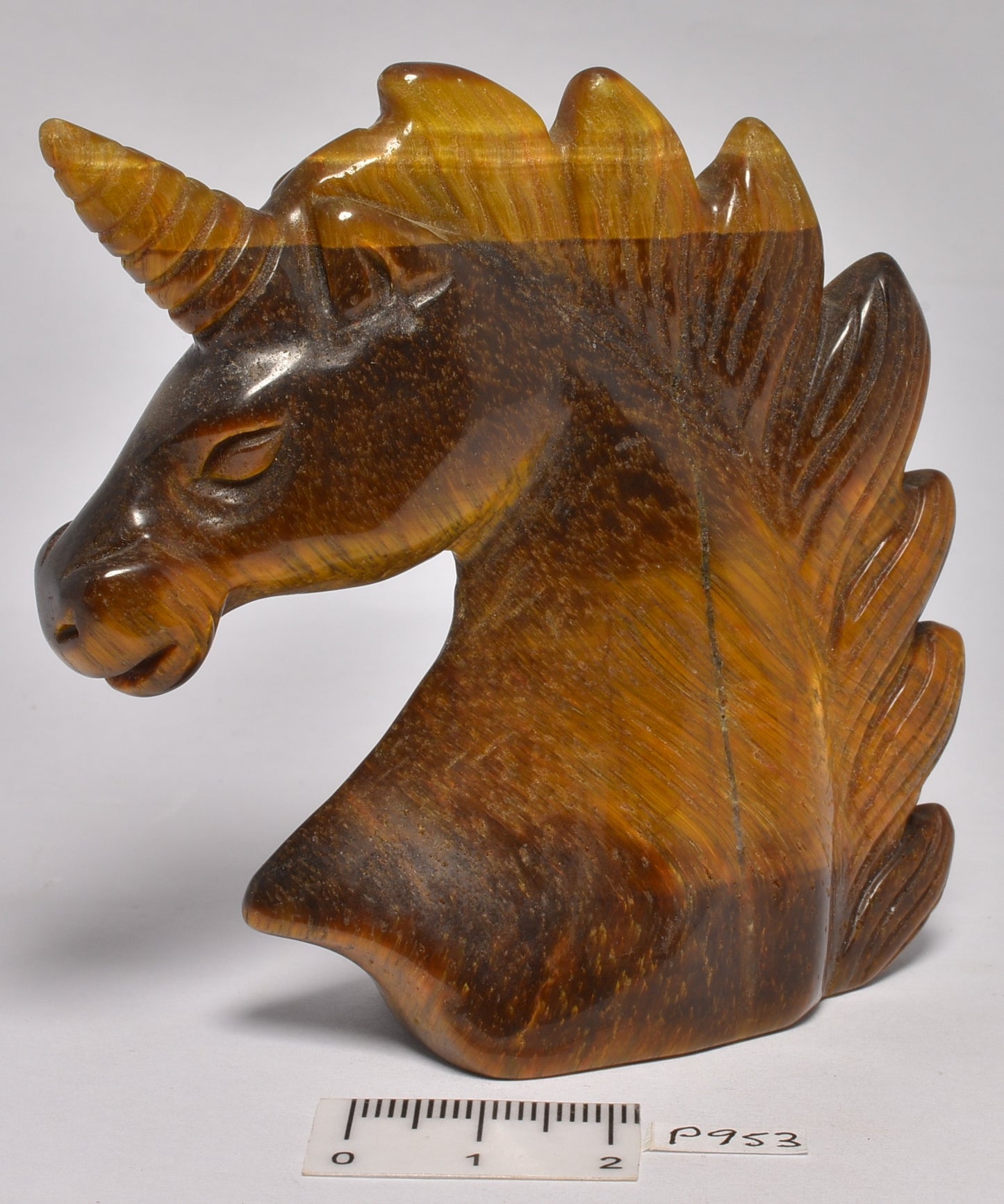 TIGER EYE CRYSTAL UNICORN CARVING 7.5 cm P953