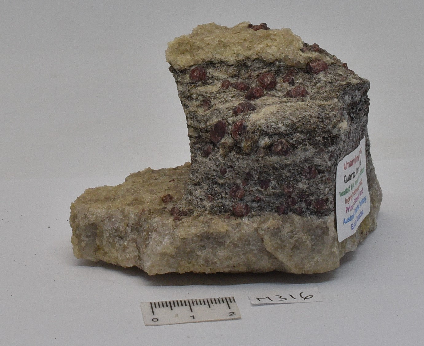 ALMANDINE GARNET, QUARTZ AND BIOTITE, AUSTRALIAN ANTARTIC TERRITORY M316