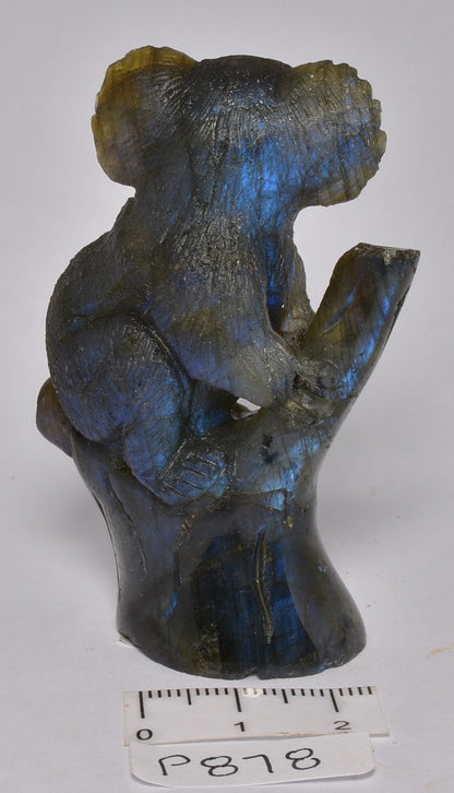 LABRADORITE CRYSTAL KOALA CARVING 6.5 cm P878