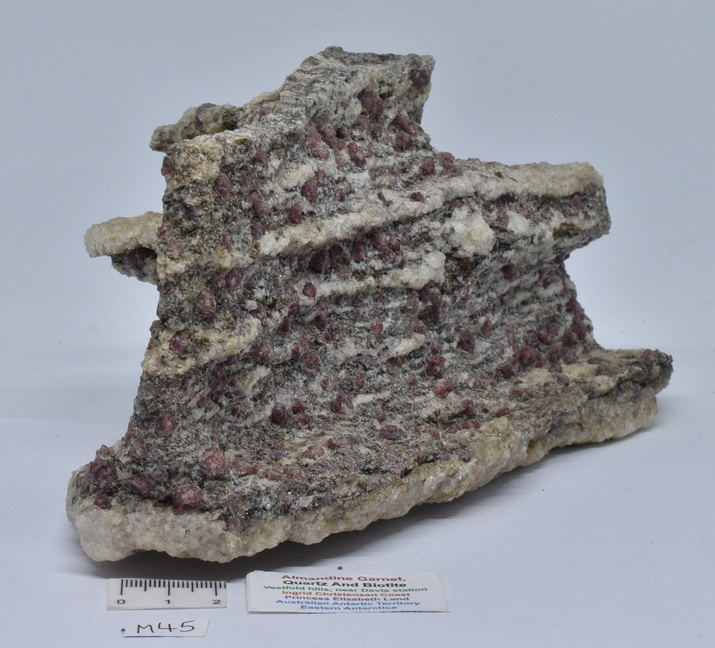 ALMANDINE GARNET, QUARTZ AND BIOTITE, AUSTRALIAN ANTARTIC TERRITORY M45