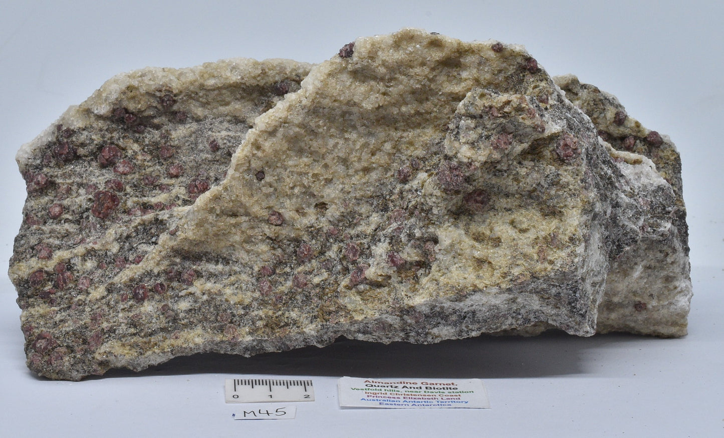 ALMANDINE GARNET, QUARTZ AND BIOTITE, AUSTRALIAN ANTARTIC TERRITORY M45