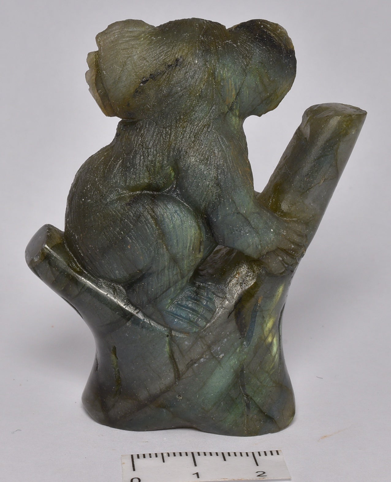 LABRADORITE CRYSTAL KOALA CARVING 7 cm P879