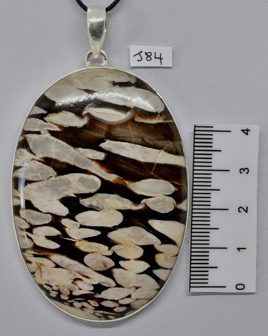 PEANUT WOOD PENDANT, SET IN STERLING SILVER J84