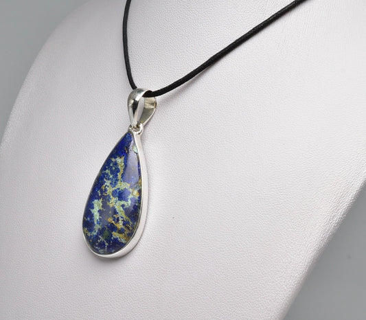 MALACHITE AND AZURITE TEAR DROP PENDENT J78