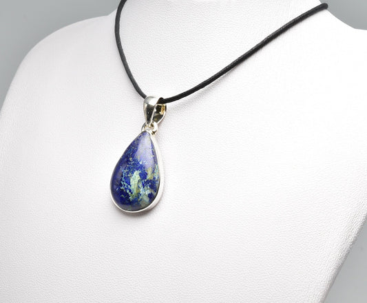 MALACHITE AND AZURITE TEAR DROP PENDENT J80