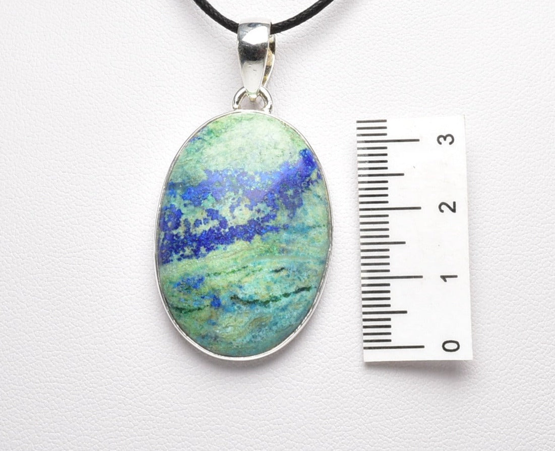 MALACHITE AND AZURITE OVAL PENDENT J82