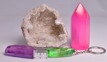 AURA QUARTZ , Key Ring, Aura Point, Selenite Point Pack P529