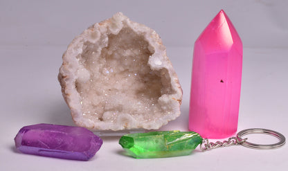 AURA QUARTZ , Key Ring, Aura Point, Selenite Point Pack P529