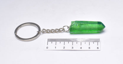 GREEN AURA COATED QUARTZ KEYRING P819