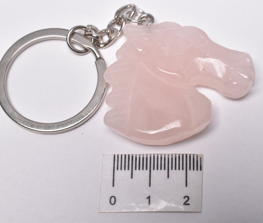 ROSE QUARTZ HORSE KEYRING P317