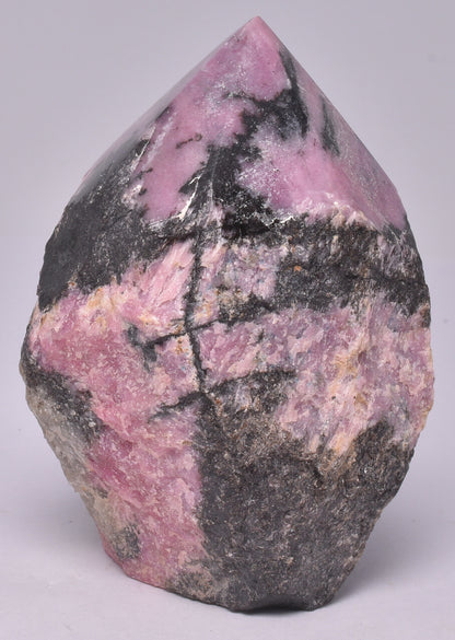 RHODONITE 6 SIDED CARVED POINT P644